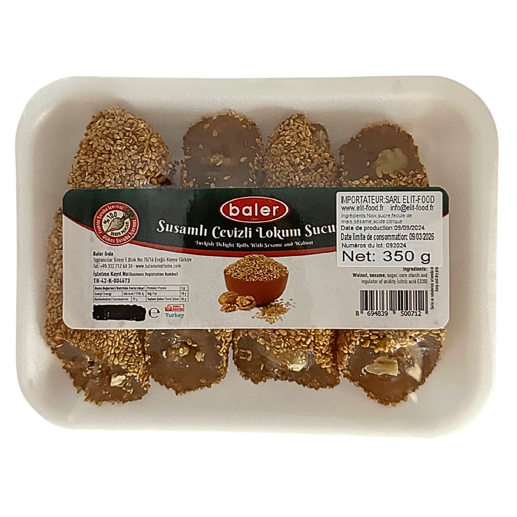 Saucisson de lokum au sésame 350g, Baler 350,0 g
