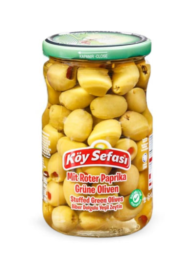 Olives vertes poivron en verre 700g, Koy Sefasi | Koy Sefasi | olives vertes | verre | Elit-Food